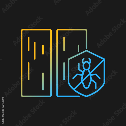 Protection from termite gradient vector icon for dark theme. Termite-free construction. Home-building process. Thin line color symbol. Modern style pictogram. Vector isolated outline drawing