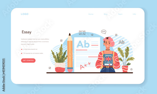 English class web banner or landing page. Study foreign languages