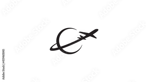 Creative airplane trip world symbol logo vector design