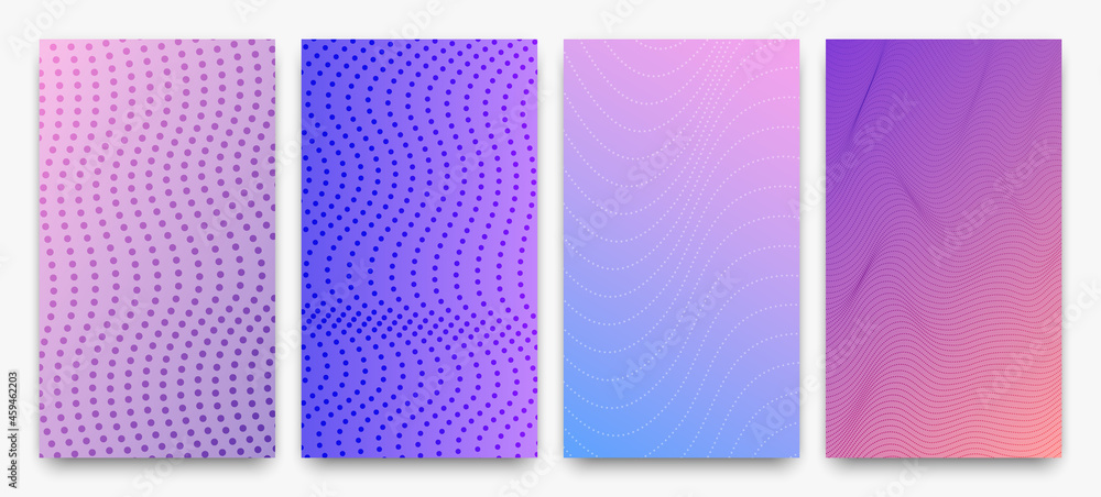 Set of halftone gradient backgrounds with dots Set of halftone gradient backgrounds with dots