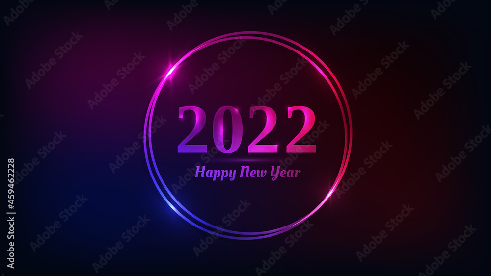 2022 Happy New Year neon background 2022 Happy New Year neon background