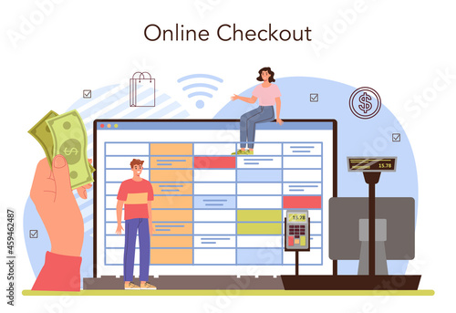 Commercial activities process online service or platform. Moderm payment