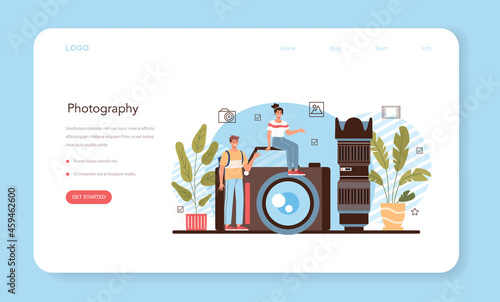 Photography school club or course web banner or landing page