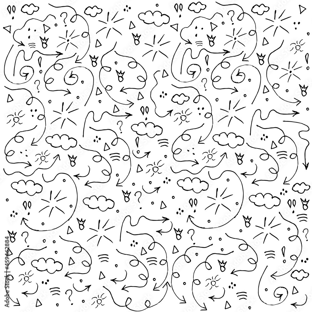 doodle vector set of hand-drawn elements. A set of vector icons with arrows,clouds, sun drawn by hand doodle vector set of hand-drawn elements. A set of vector icons with arrows,clouds, sun drawn by hand