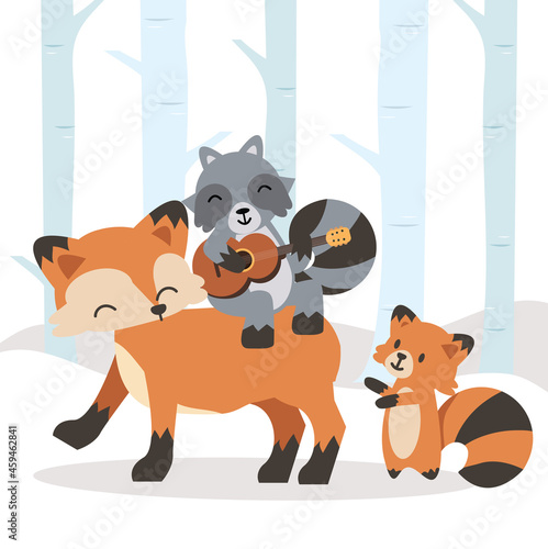 Cute animal woodland in Winter season
