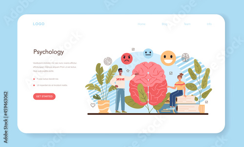 Psychology school course web banner or landing page set. School
