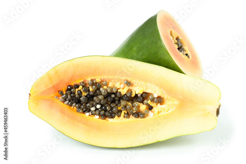 Fresh ripe papaya isolated on white background