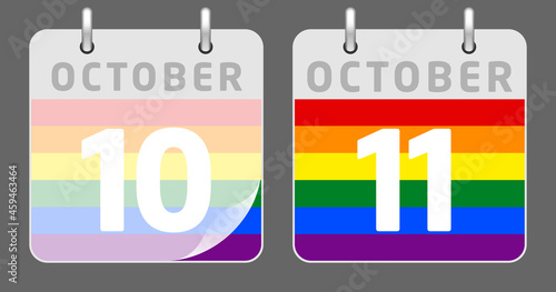 Calendar page, 11th of October, National Coming Out Day