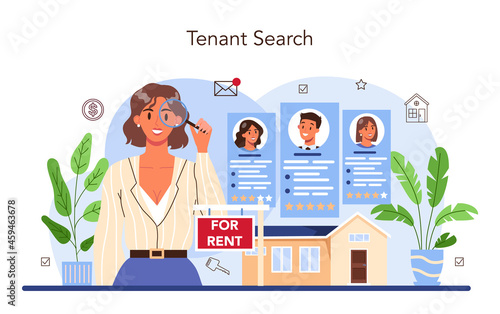Real estate agency service. Qualified realtor or broker help customer