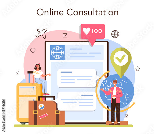 Tourism specialist online service or platform. Travel agent selling tour