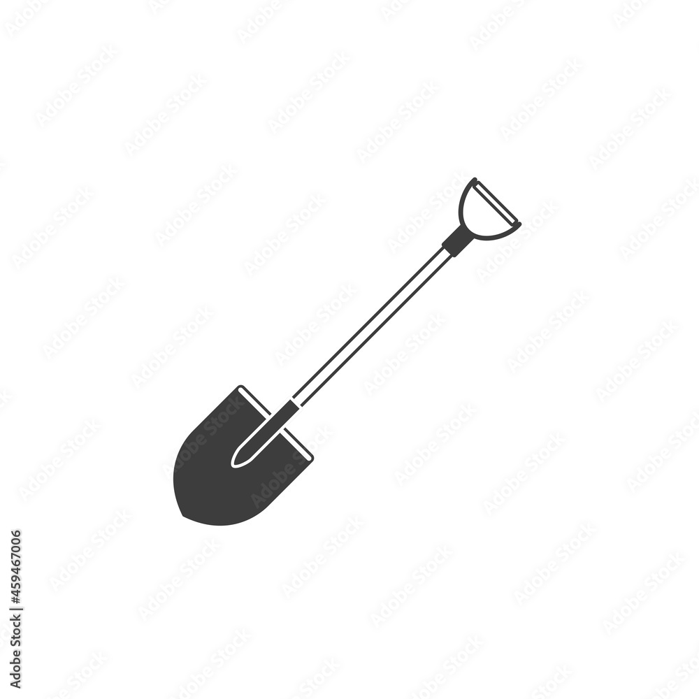 Shovel icon isolated on white background. Flat design style. Gardening, Industrial or Construction equipment concept. Vector illustration. EPS 10. Shovel icon isolated on white background. Flat design style. Gardening, Industrial or Construction equipment concept. Vector illustration. EPS 10.