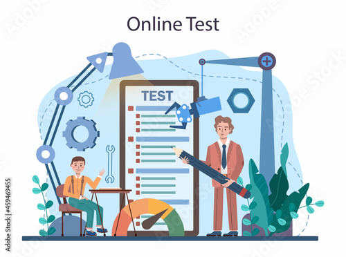 Robotics school subject online service or platform. Students learning