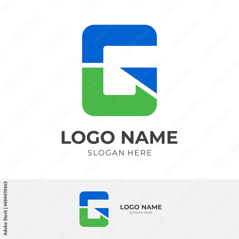 initial G logo design with flat blue and green color style initial G logo design with flat blue and green color style