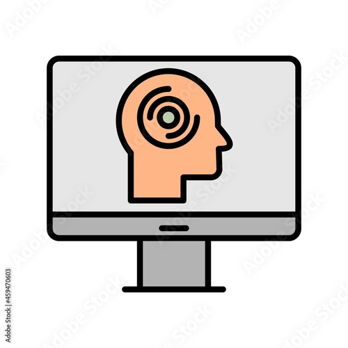 Online Psychology Line Filled Icon Design