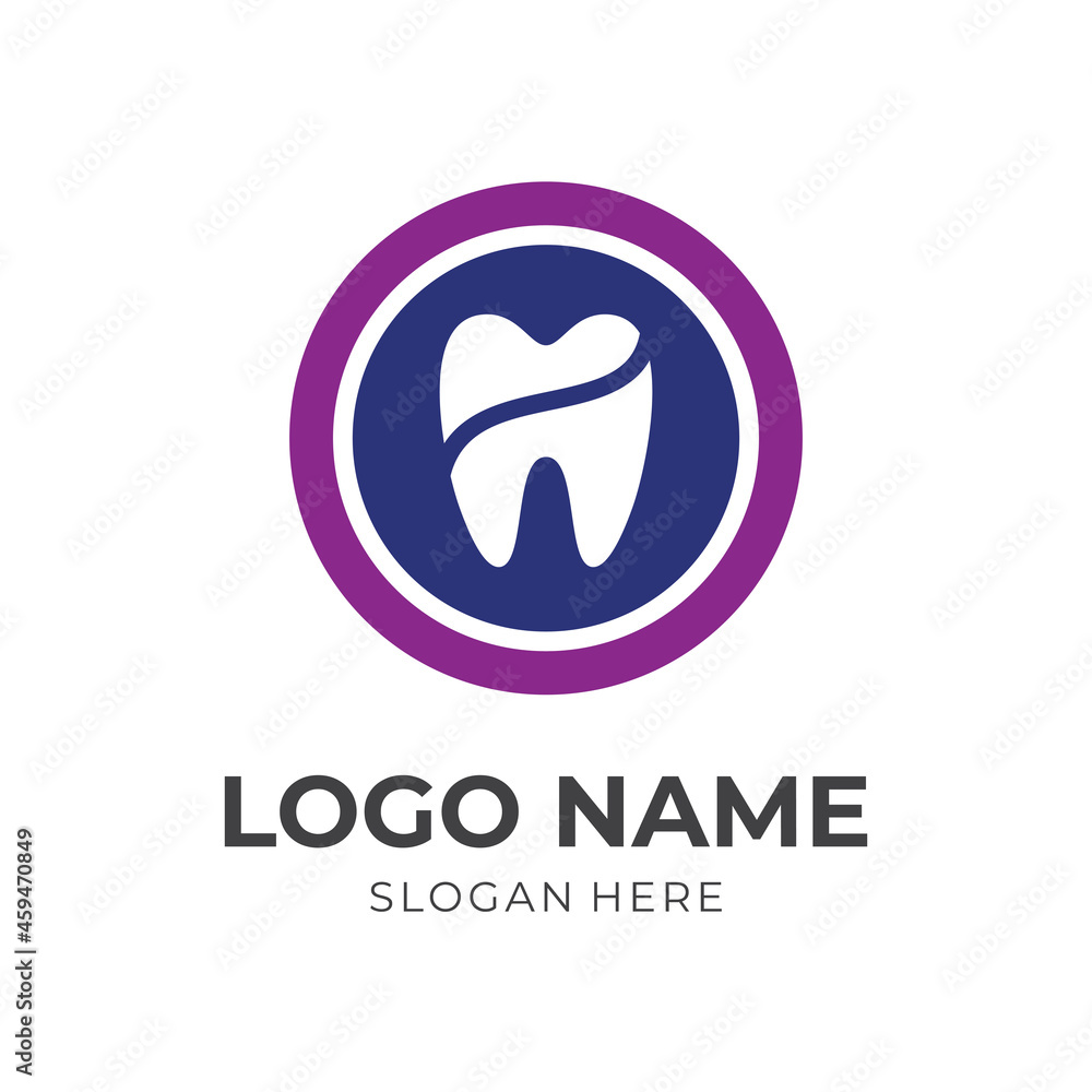dental logo design template concept vector with flat purple and blue color style dental logo design template concept vector with flat purple and blue color style