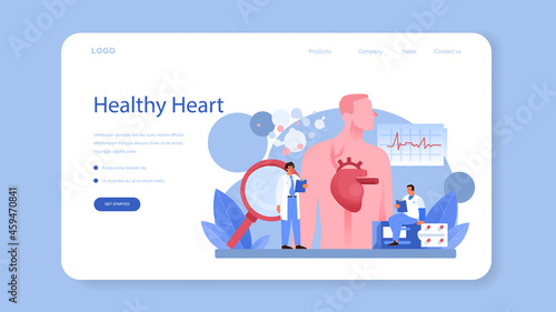 Cardiologist web banner or landing page. Idea of heart care