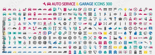 Icon set 300 related to auto service and garage