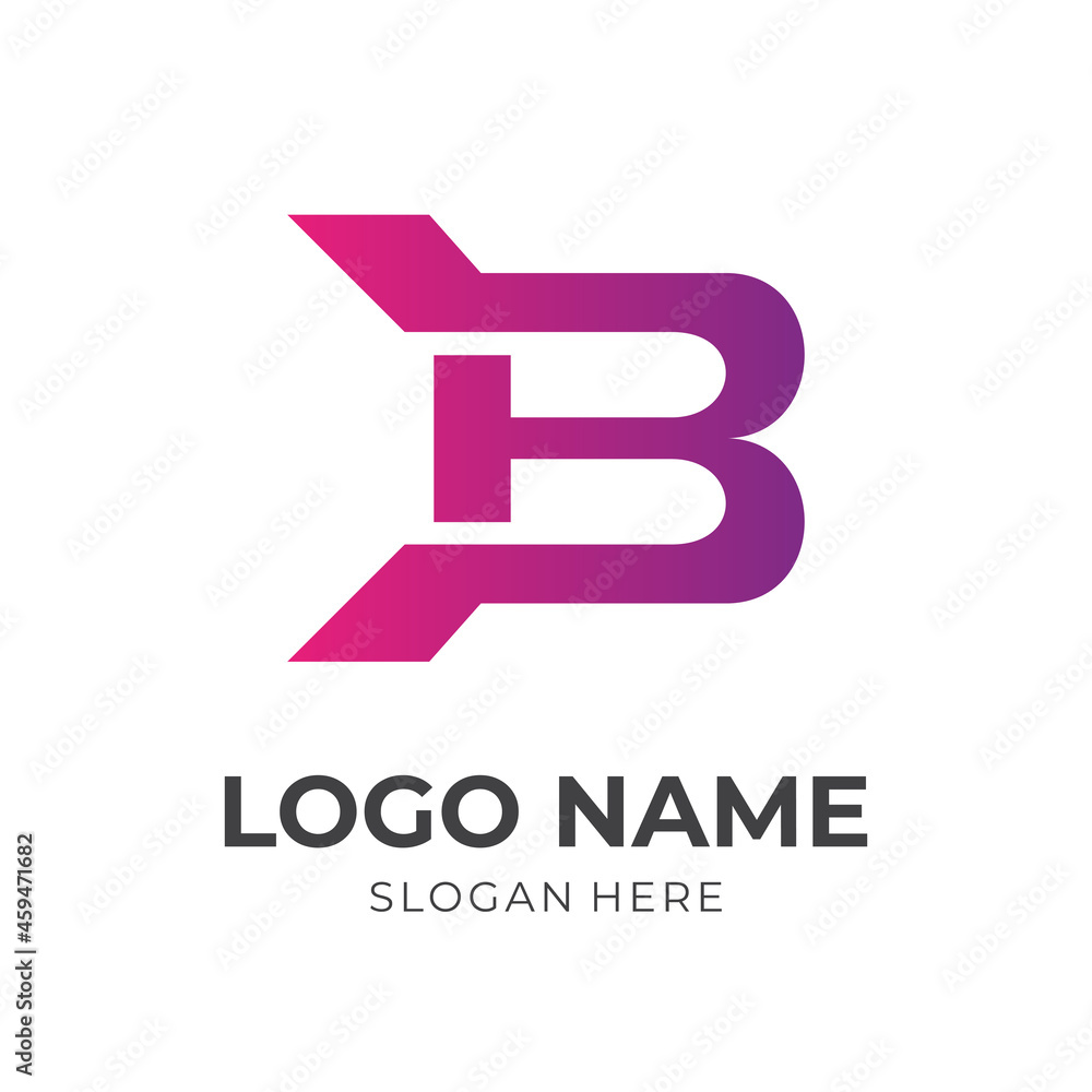 modern letter B logo design template concept vector with flat purple color style modern letter B logo design template concept vector with flat purple color style