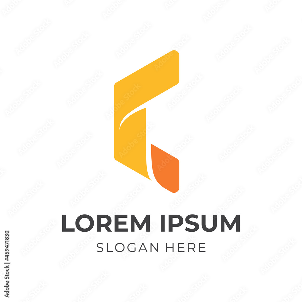 initial C logo template with flat yellow and orange color style initial C logo template with flat yellow and orange color style