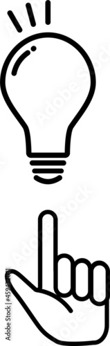 アイコン　指　手　気づき　電球