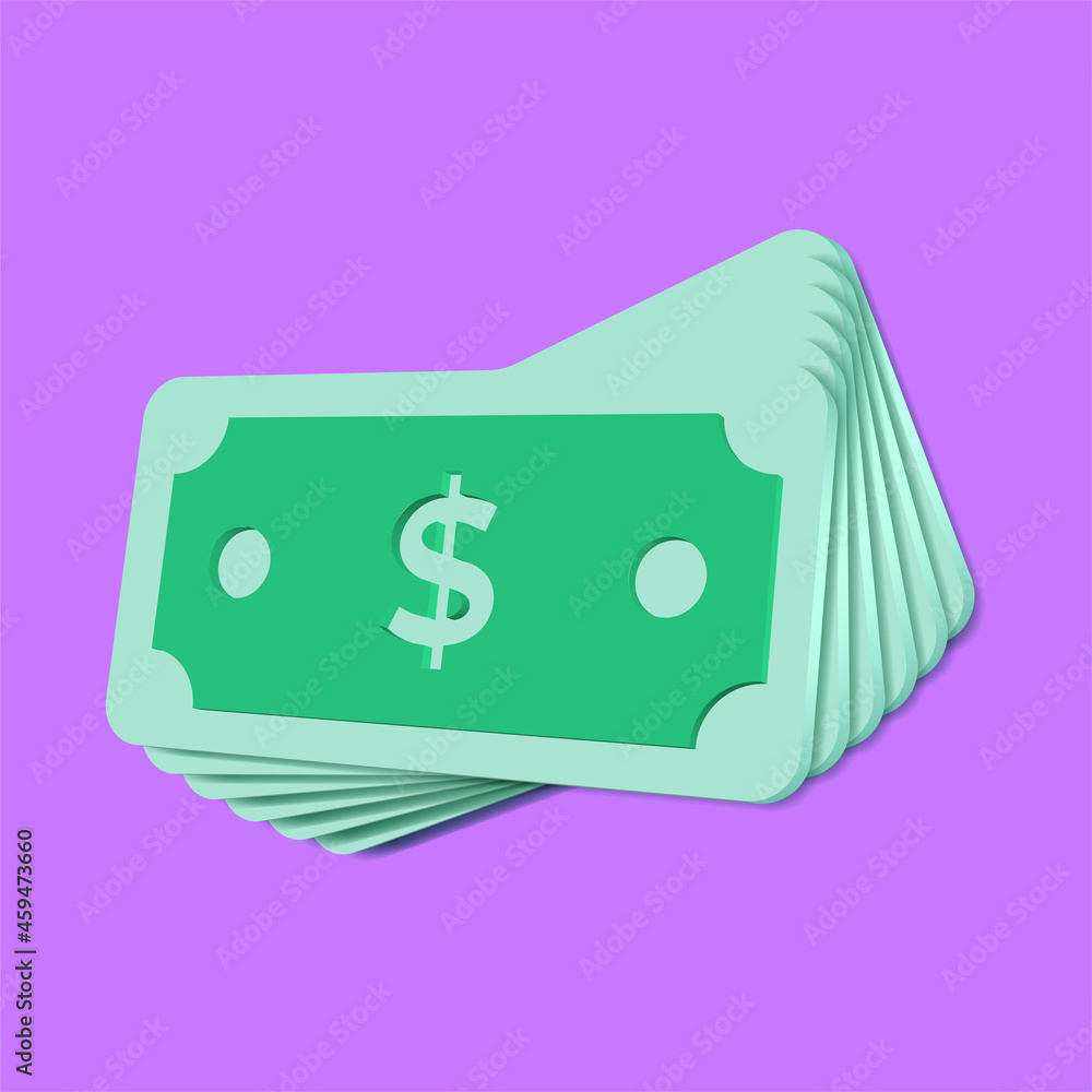 3d dollar bill illustration, for icon bussines 3d dollar bill illustration, for icon bussines