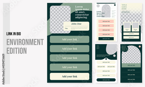 Set of editable social media instagram link in bio wellness design, bio link vector template ai and eps10
