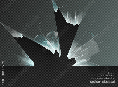 hole broken glass on transparent background