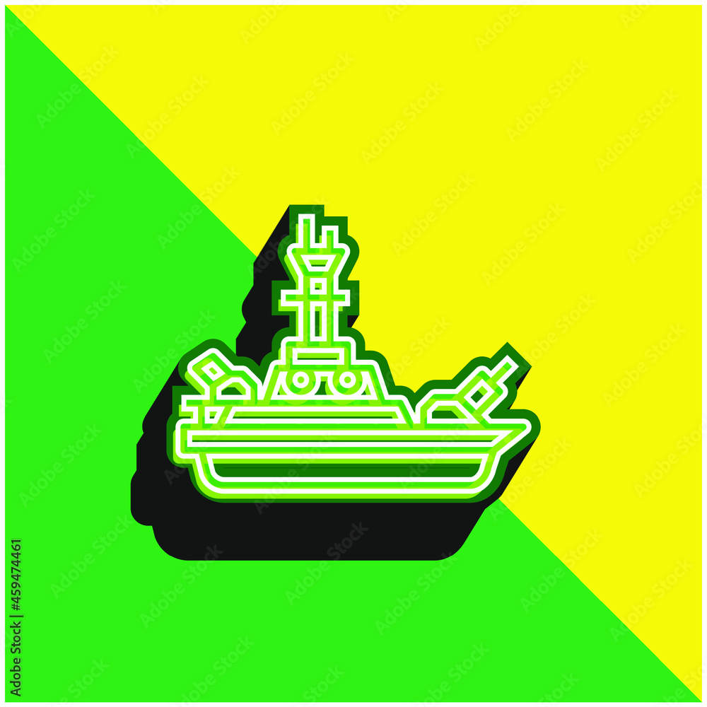 Battleship Green and yellow modern 3d vector icon logo