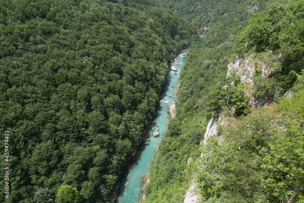 Mountain river in summer heat