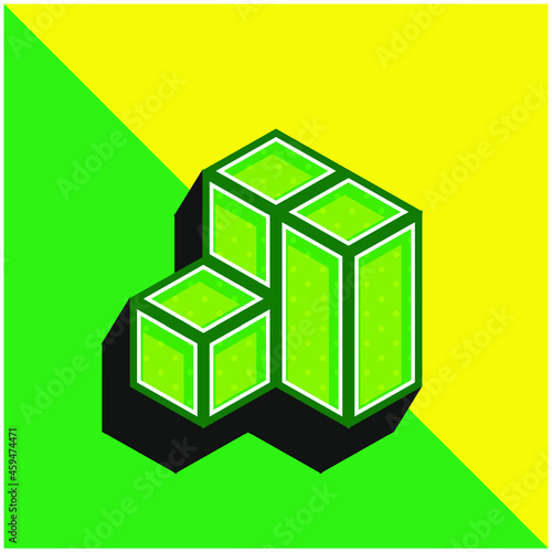 3d Modeling Green and yellow modern 3d vector icon logo