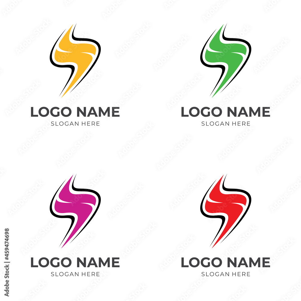 electric logo concept with flat colorful style electric logo concept with flat colorful style