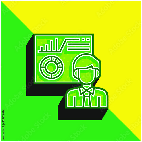 Analysing Green and yellow modern 3d vector icon logo