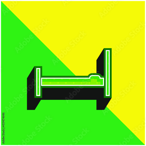 Bed Empty Side View Green and yellow modern 3d vector icon logo