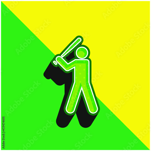 Baseball Player Green and yellow modern 3d vector icon logo