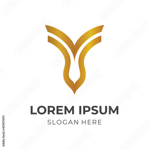 modern letter Y logo design template concept vector with flat gold color style