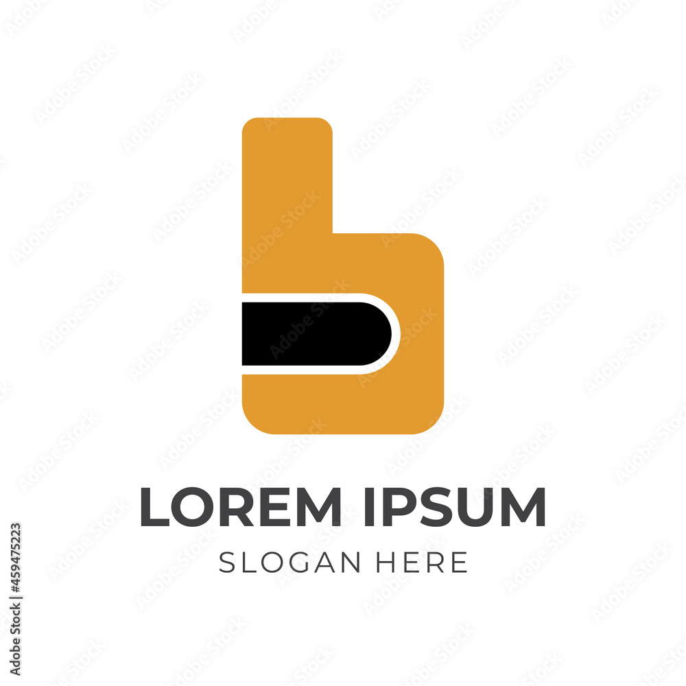 initial b logo template with flat black and yellow color style initial b logo template with flat black and yellow color style