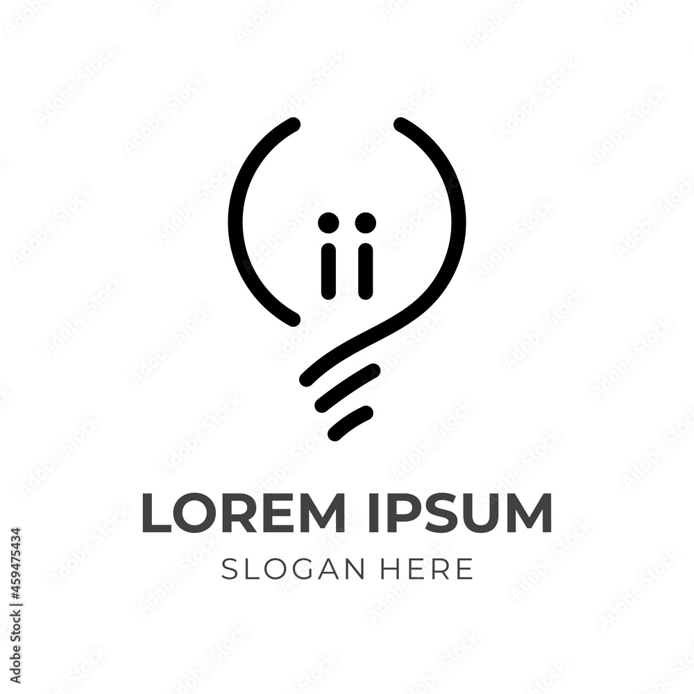 lamp logo vector with line black style lamp logo vector with line black style