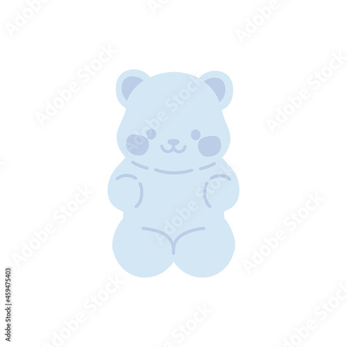 Blue gummy bear with white background