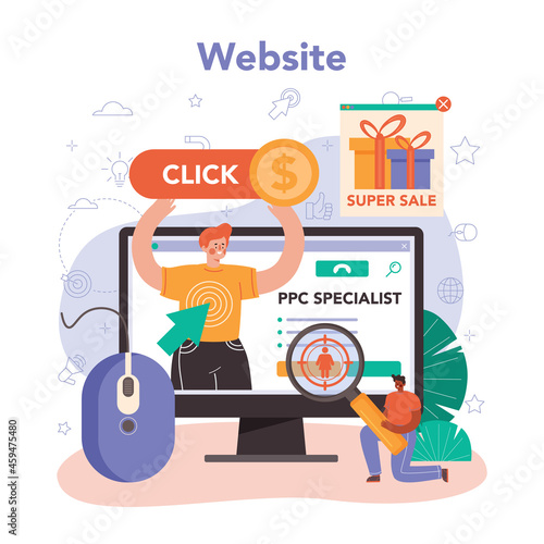 PPC specialist online service or platform. Pay per click manager