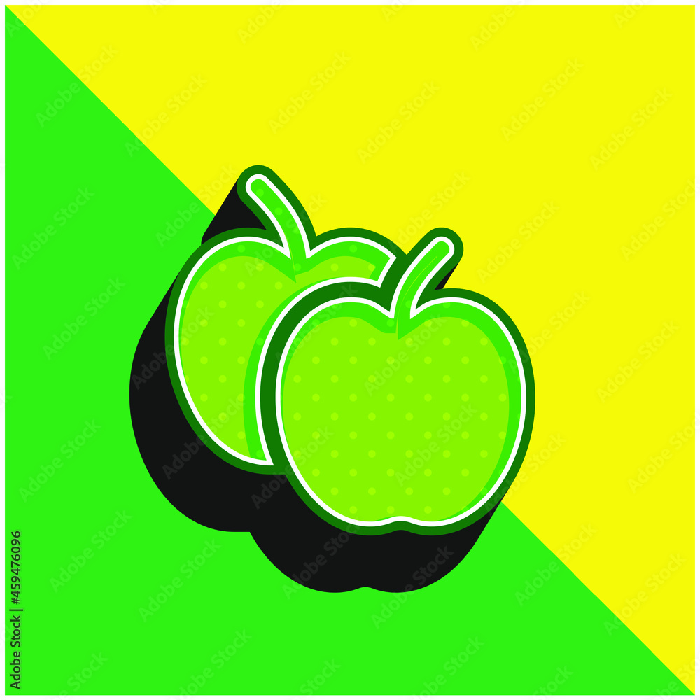 Apples Green and yellow modern 3d vector icon logo Apples Green and yellow modern 3d vector icon logo