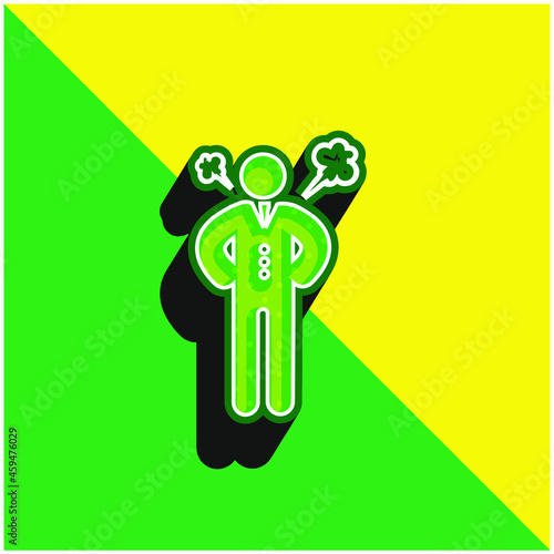 Angry Boss Green and yellow modern 3d vector icon logo