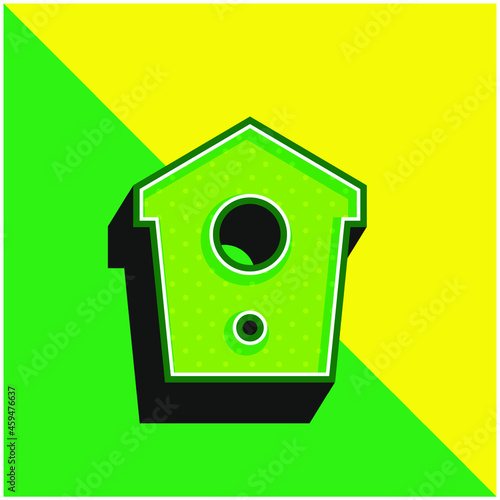 Birdhouse Green and yellow modern 3d vector icon logo