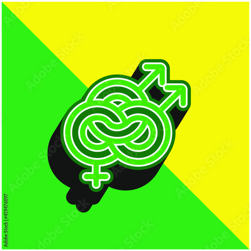 Bisexual Green and yellow modern 3d vector icon logo