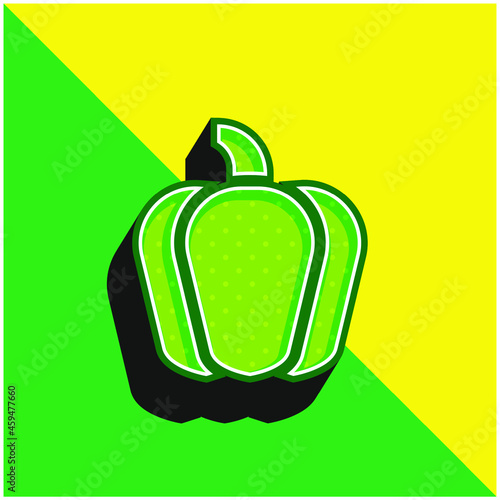 Bell Pepper Green and yellow modern 3d vector icon logo