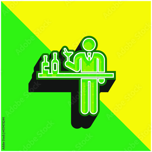 Barman Green and yellow modern 3d vector icon logo