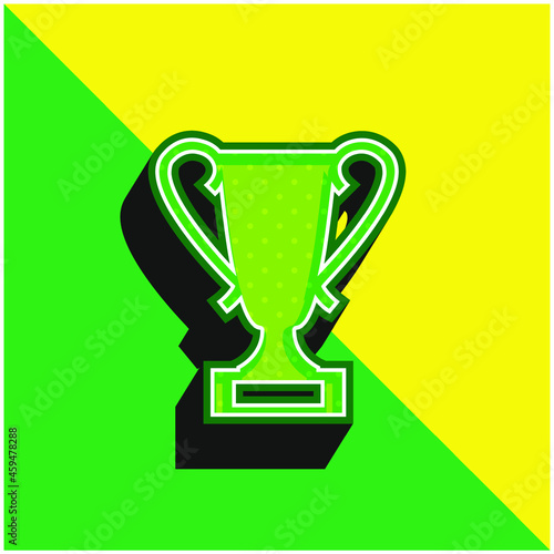 Award Trophy Green and yellow modern 3d vector icon logo