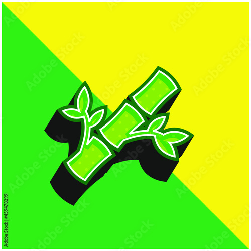 Bamboo Green and yellow modern 3d vector icon logo