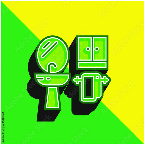 Bathroom Green and yellow modern 3d vector icon logo