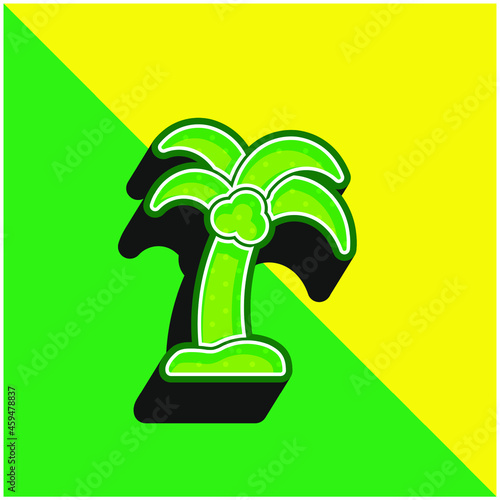 Beach Green and yellow modern 3d vector icon logo