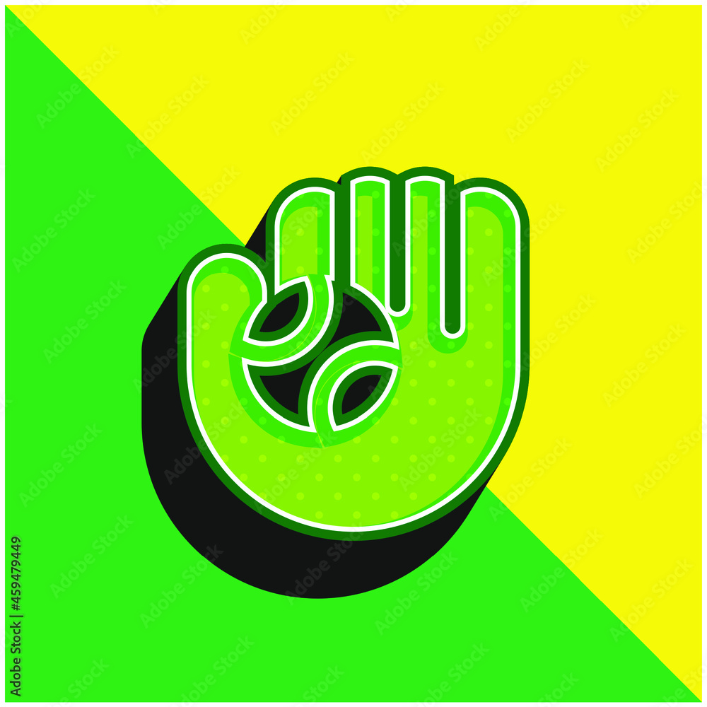 Baseball Glove Green and yellow modern 3d vector icon logo Baseball Glove Green and yellow modern 3d vector icon logo